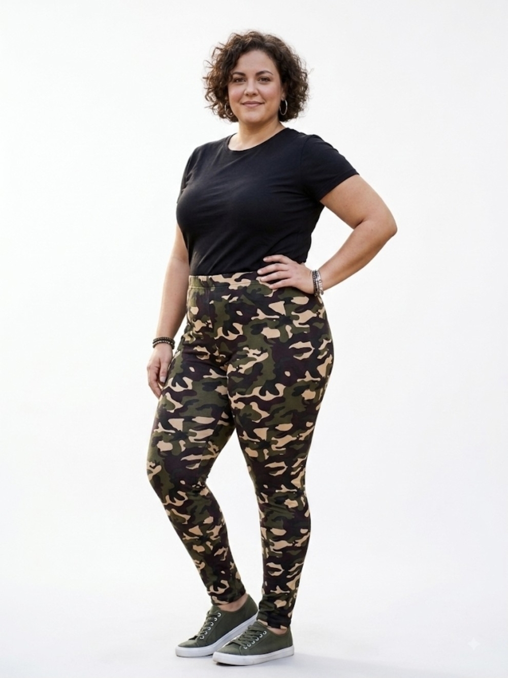 Bobbie Brooks Olive & Tan Camo High-Rise Leggings